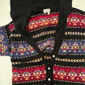 Colorful Patterned Cowl Neck Sweater